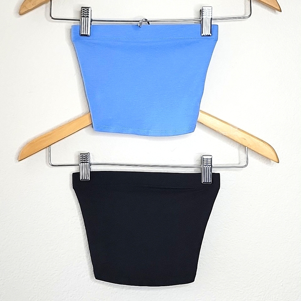 H&M Divided Blue Black Casual Tube Tops size XXS Summer Tank Strapless